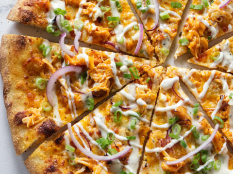 Blue Cheese, Mozzarella, Chicken Tossed In Buffalo Sauce